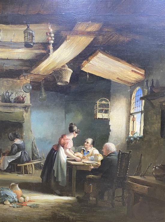 Nicholas Condy (1793-1857), oil on panel, Tavern interior with maid serving at a table, signed, 43 x 34cm